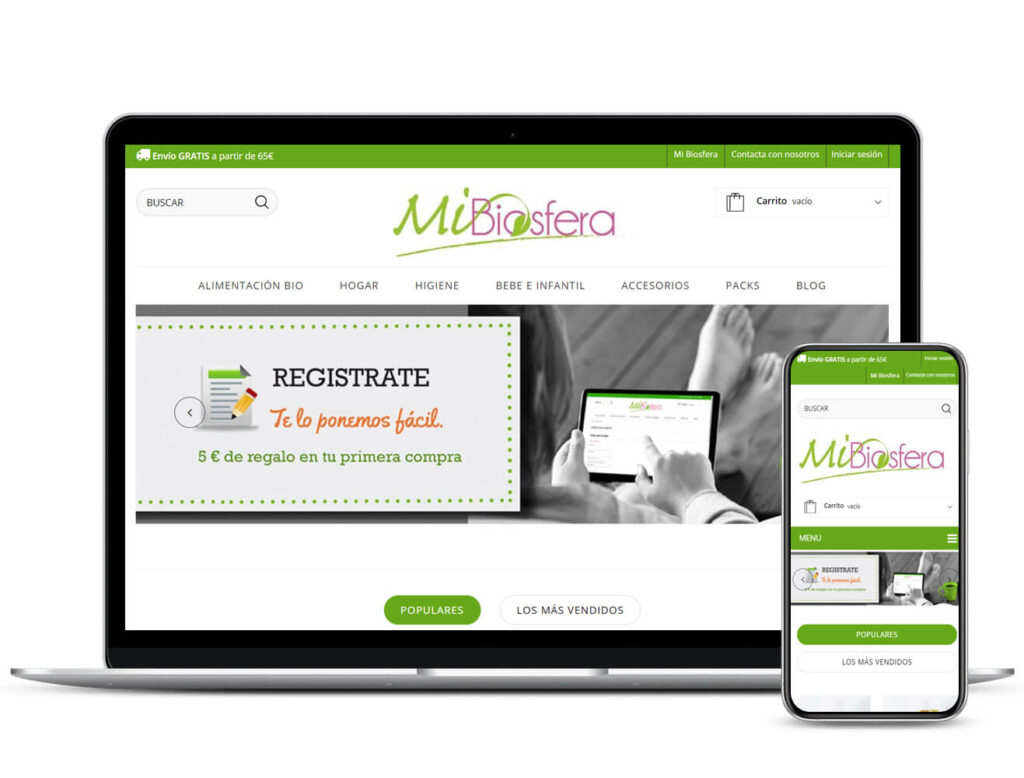 Diseño de tienda online MiBiosfera